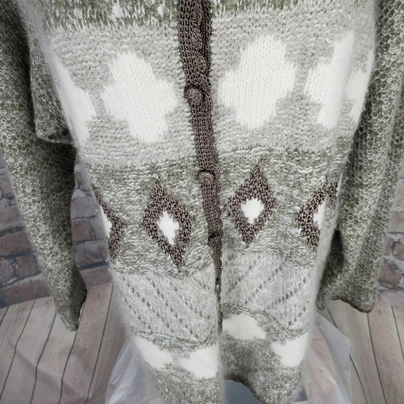 Vintage Angora Button Front Cardigan Sleight of Hand Sage M/L - Picture 4 of 12